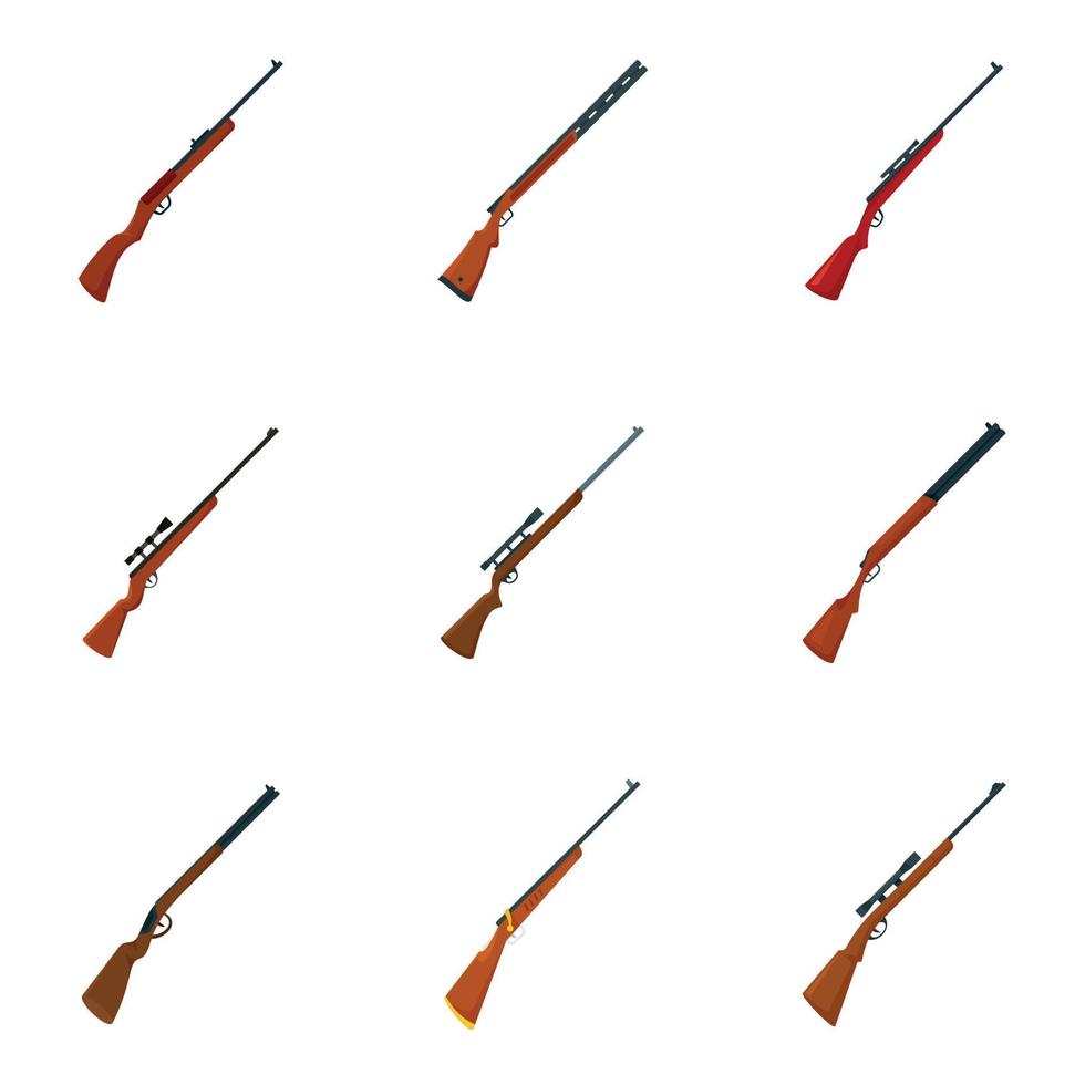 Hunting rifle icons set, flat style vector