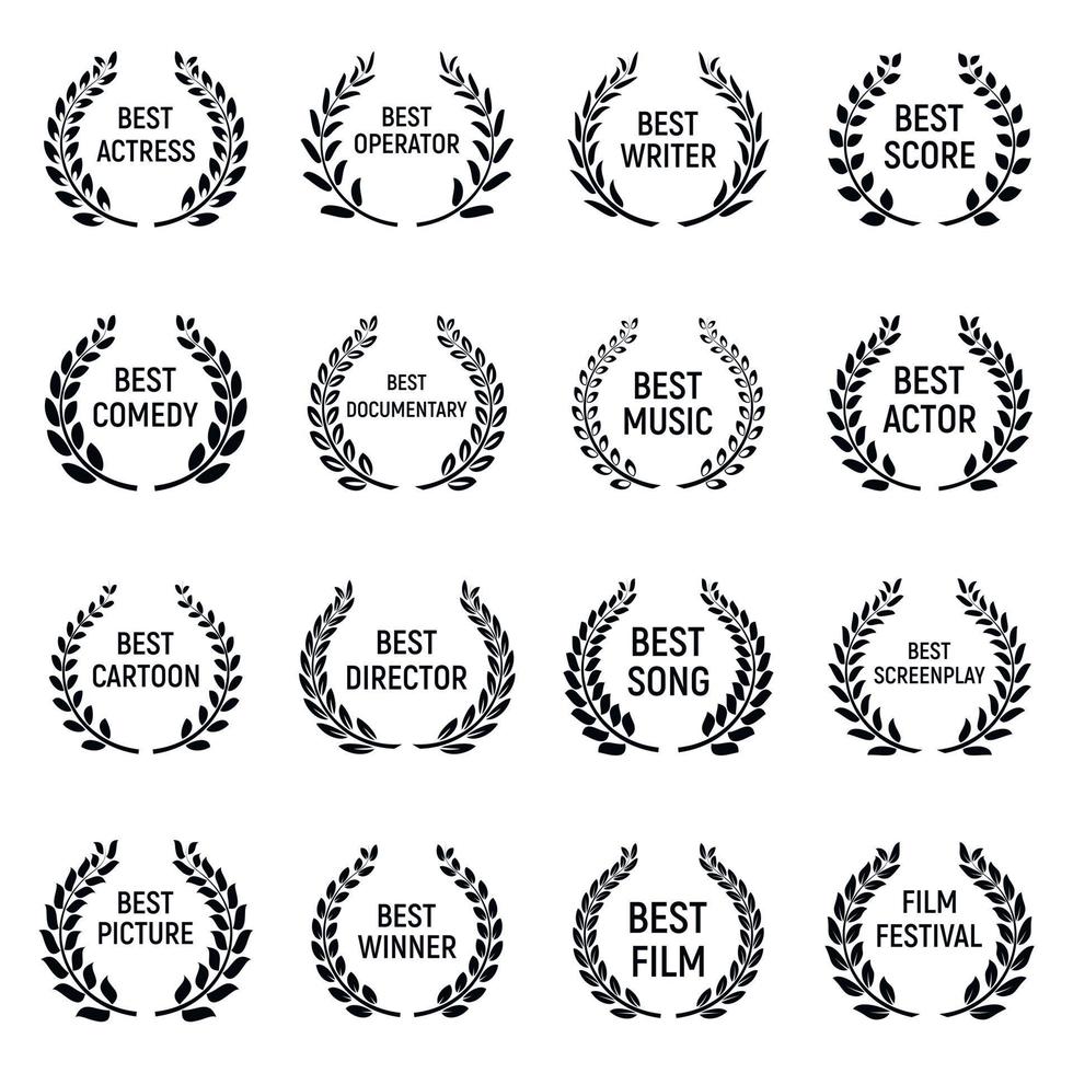 conjunto de iconos del festival de cine, estilo simple vector