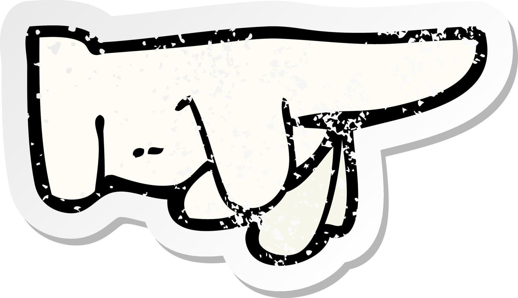 retro distressed sticker of a cartoon pointing hand vector