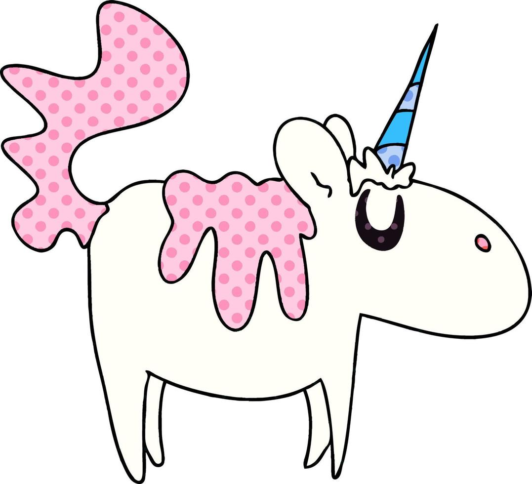 unicornio de dibujos animados peculiar estilo cómic vector