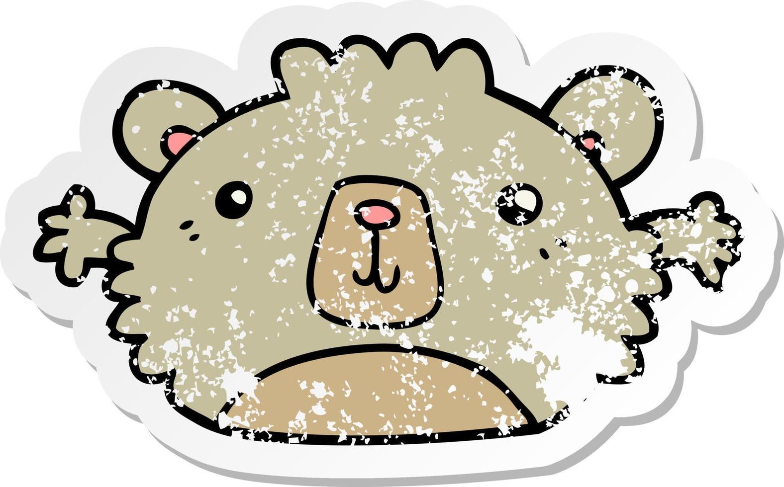 distressed sticker of a funny cartoon bear vector