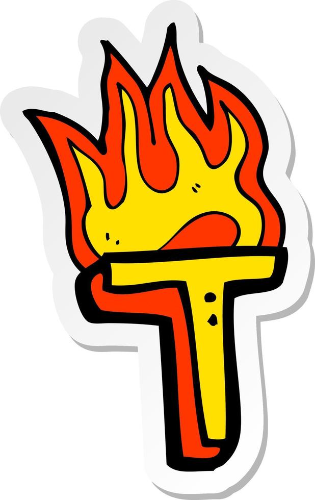 sticker of a cartoon flaming letter vector