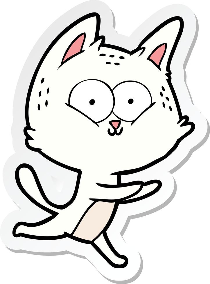 sticker of a cartoon cat running vector