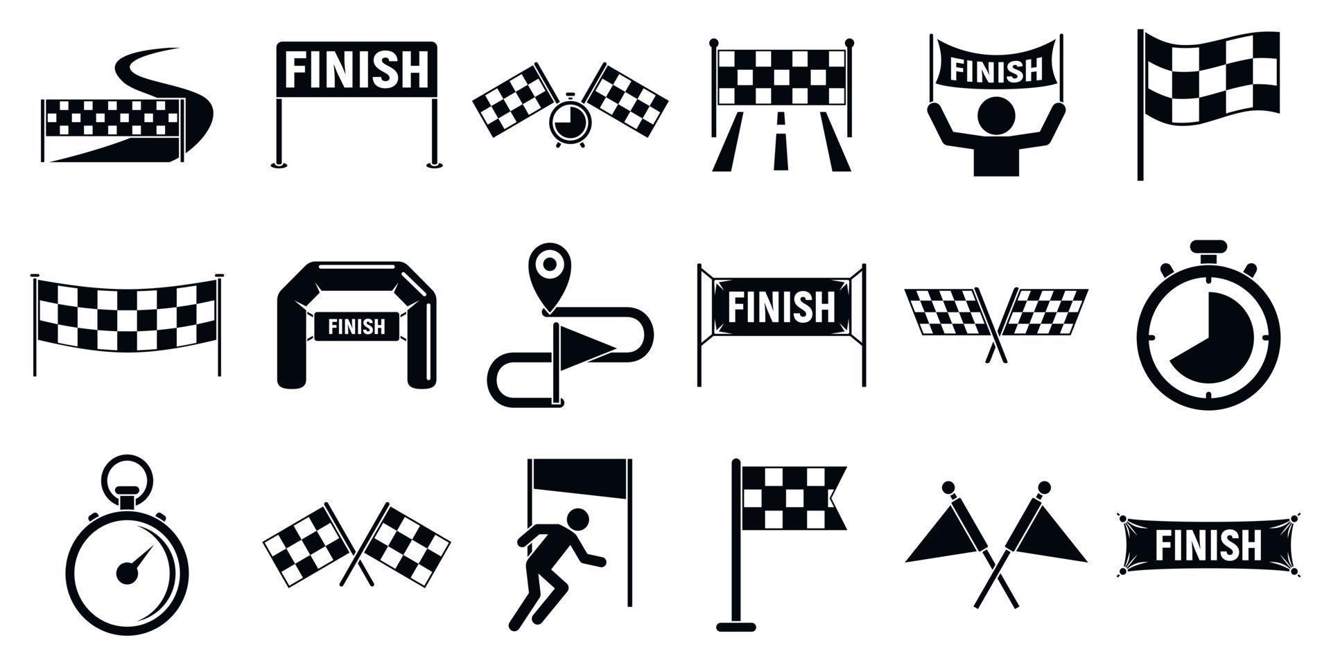 Finish icons set, simple style vector
