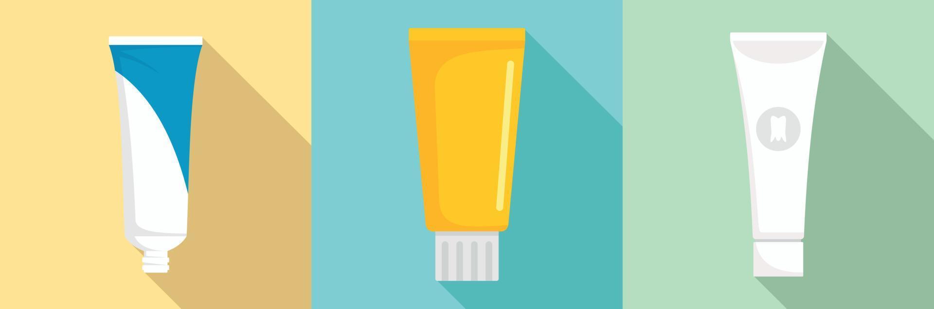 conjunto de iconos de pasta de dientes, estilo plano vector