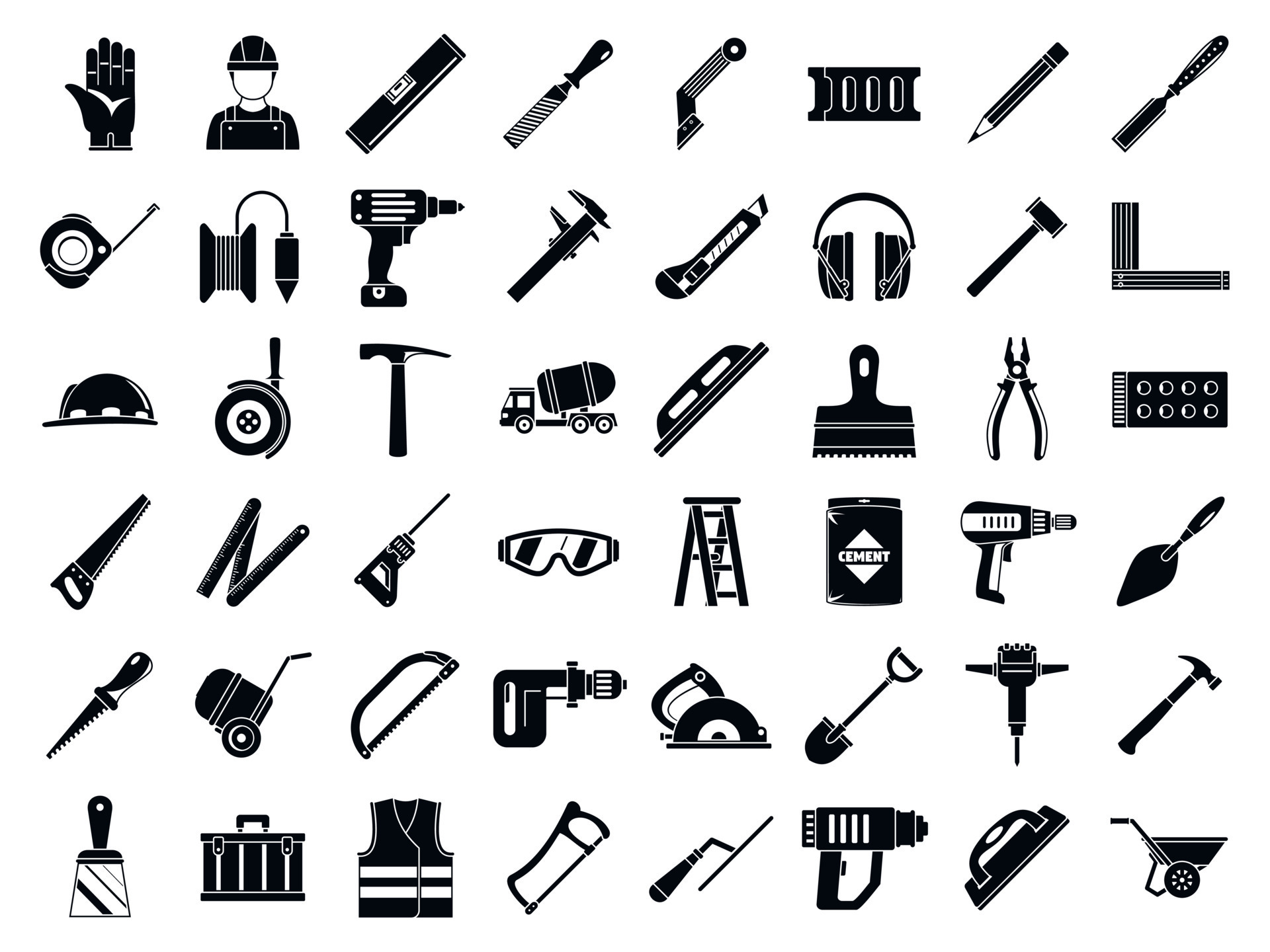conjunto de iconos de herramientas de trabajador de albañilería, estilo  simple 8792150 Vector en Vecteezy