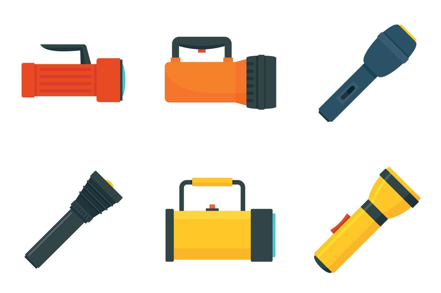 Flashlight icon set, flat style vector