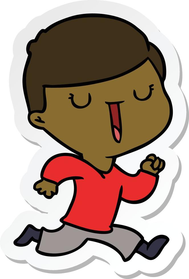 sticker of a cartoon happy boy vector