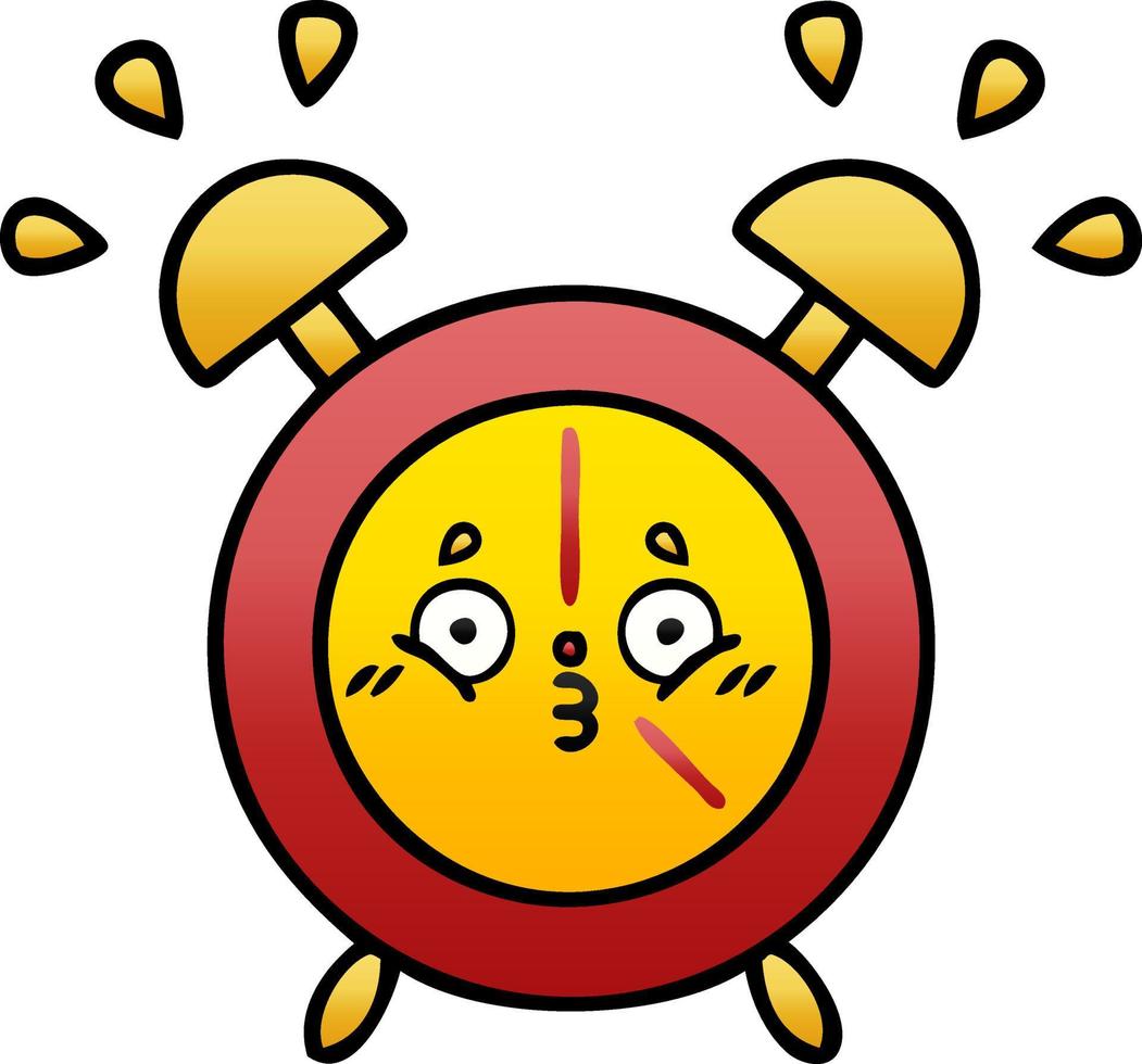 gradient shaded cartoon alarm clock vector