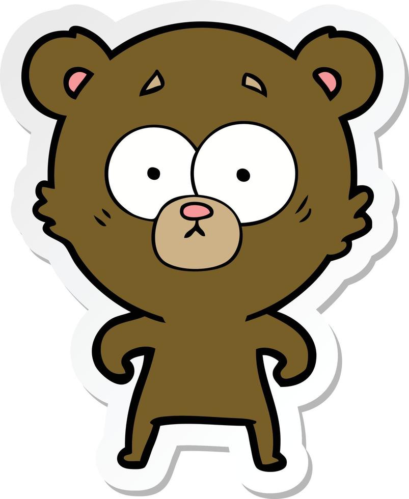 sticker of a surprised bear cartoon vector