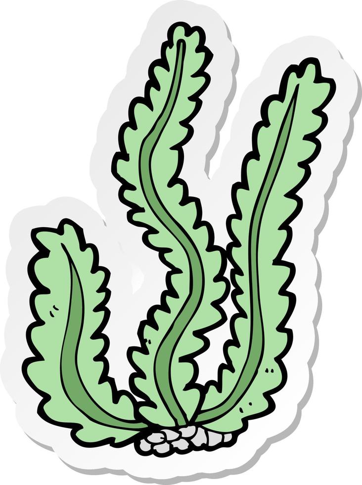 sticker of a cartoon seaweed vector