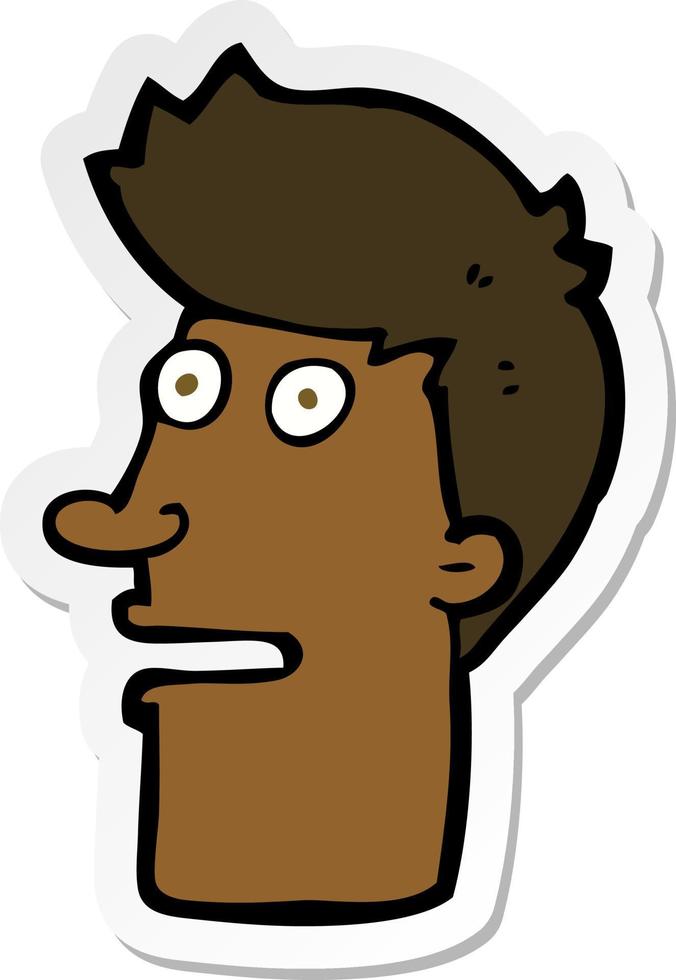 sticker of a cartoon shocked male face vector