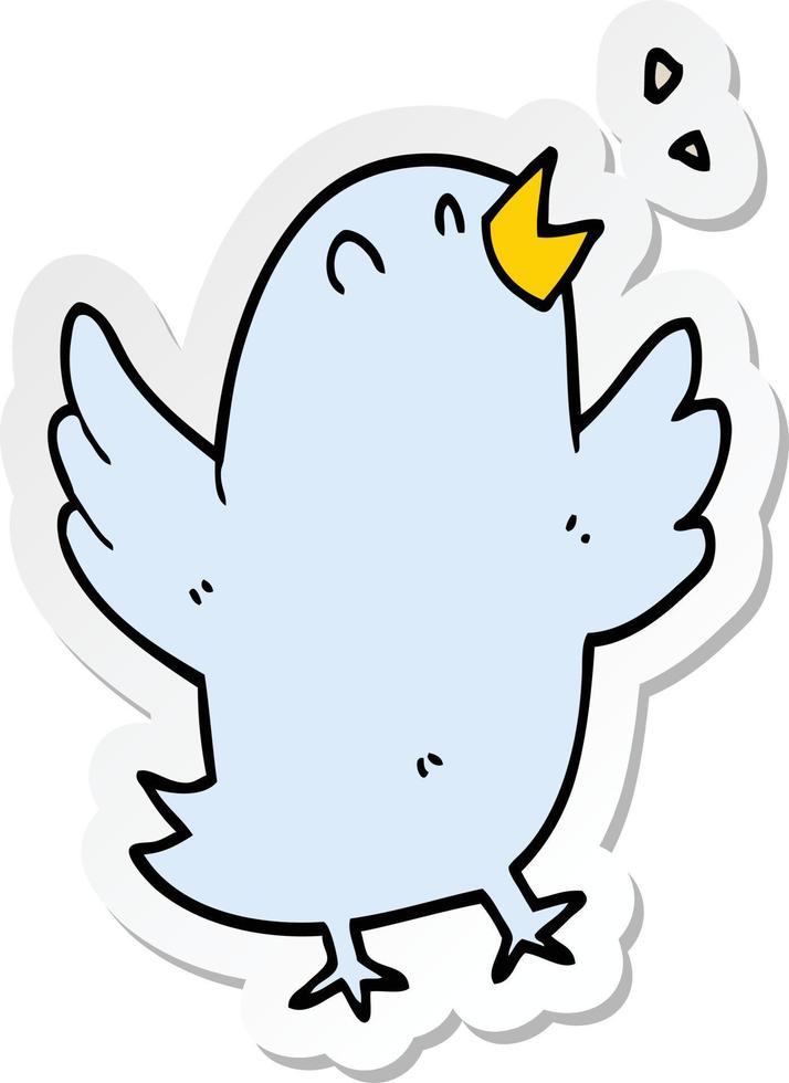 sticker of a cartoon bird singing vector