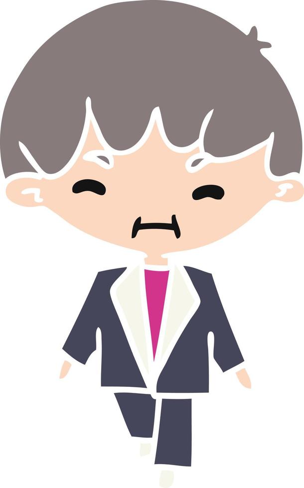 caricatura, kawaii, lindo, hombre de negocios, en, traje vector