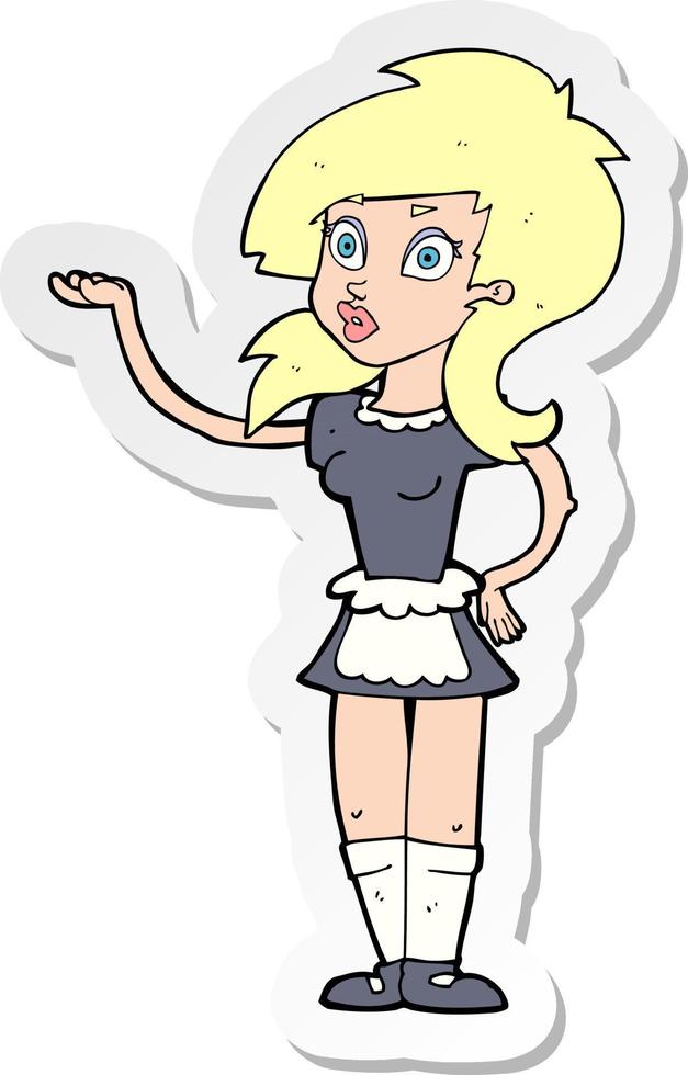 sticker of a cartoon pretty waitress vector