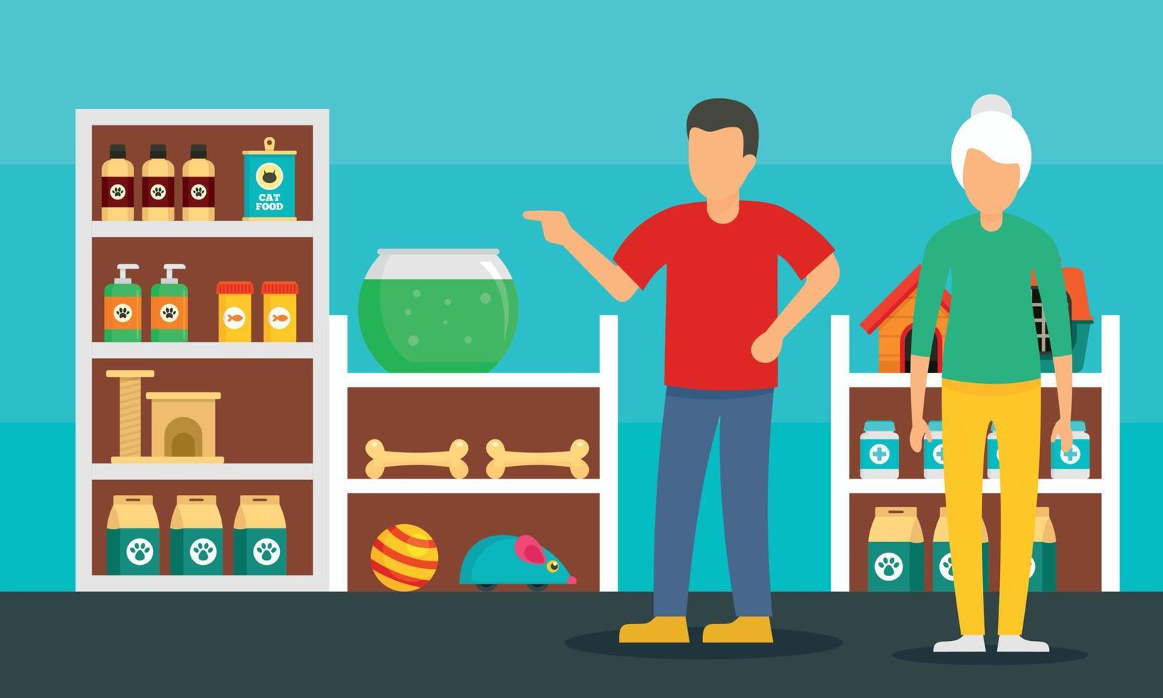 Animal pet store concept background, flat style vector