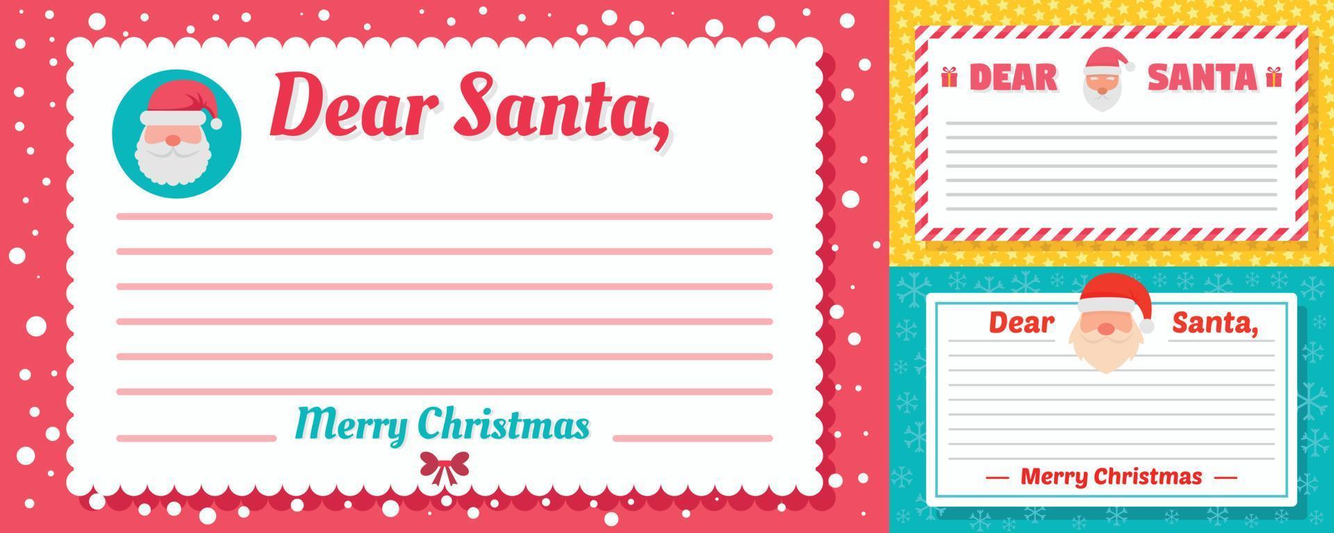 conjunto de banner de carta de santa, estilo plano vector