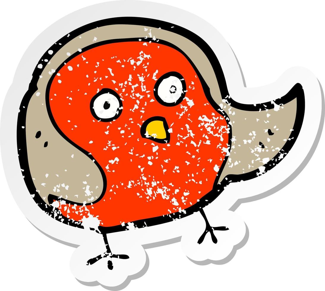 retro distressed sticker of a cartoon robin vector