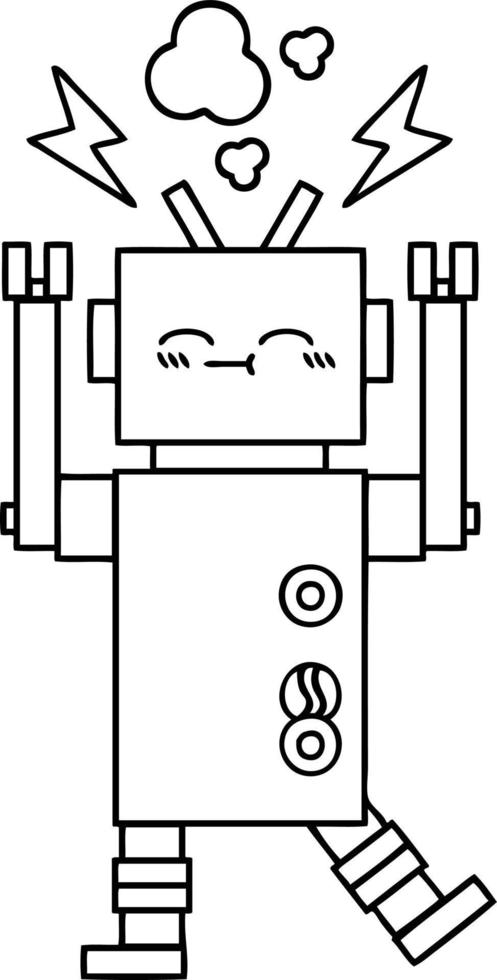 robot de dibujos animados de dibujo lineal vector