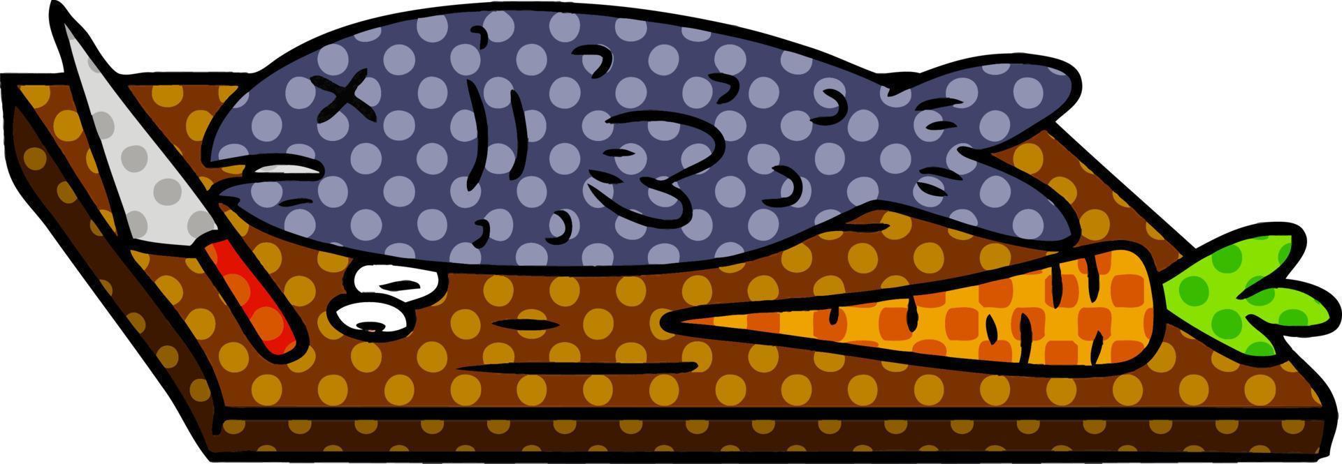 cartoon doodle of a food chopping board vector