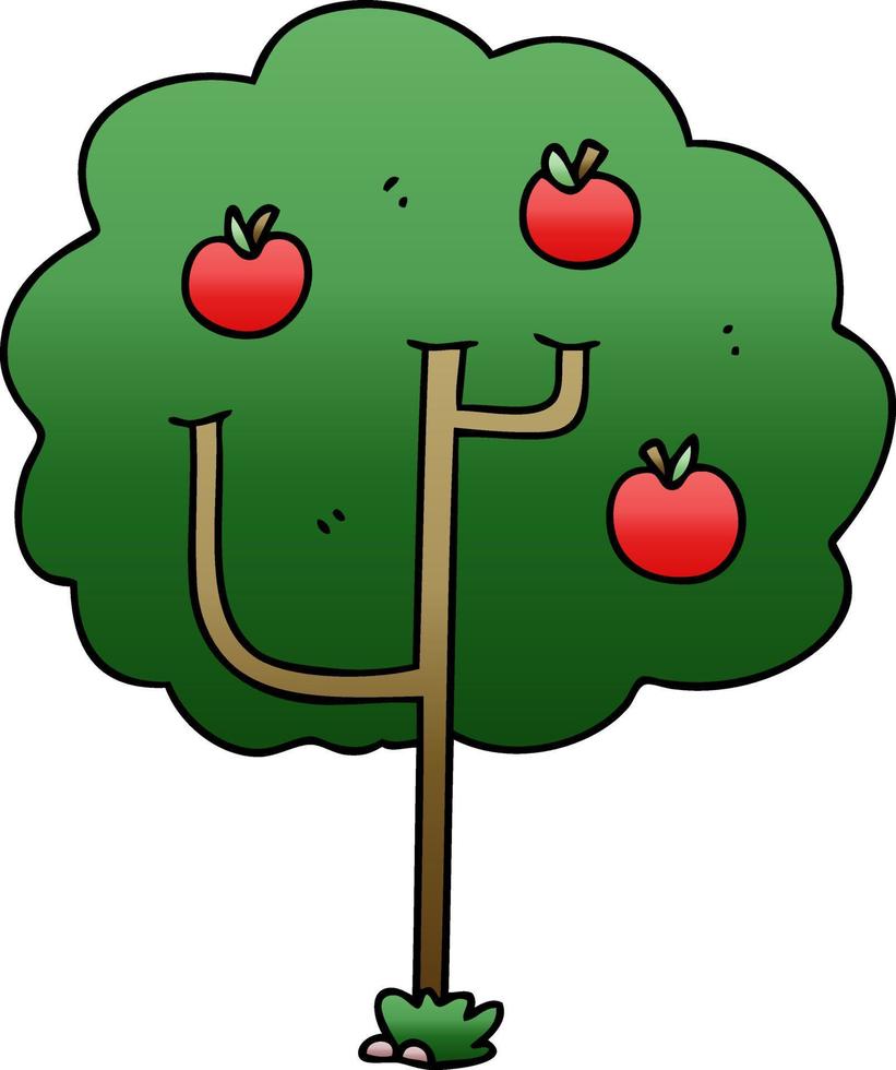 quirky gradient shaded cartoon tree vector