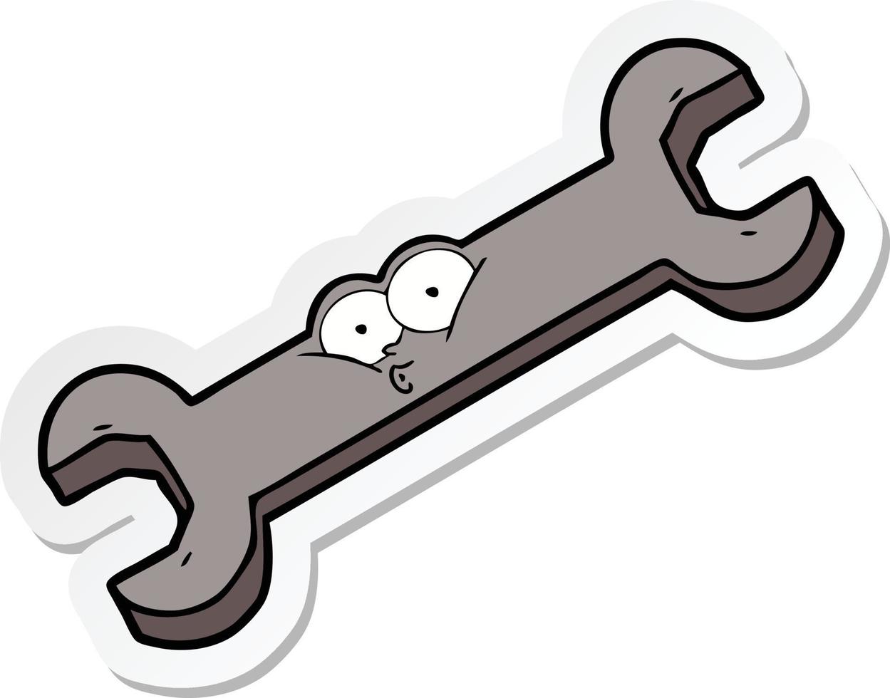 sticker of a cartoon spanner vector
