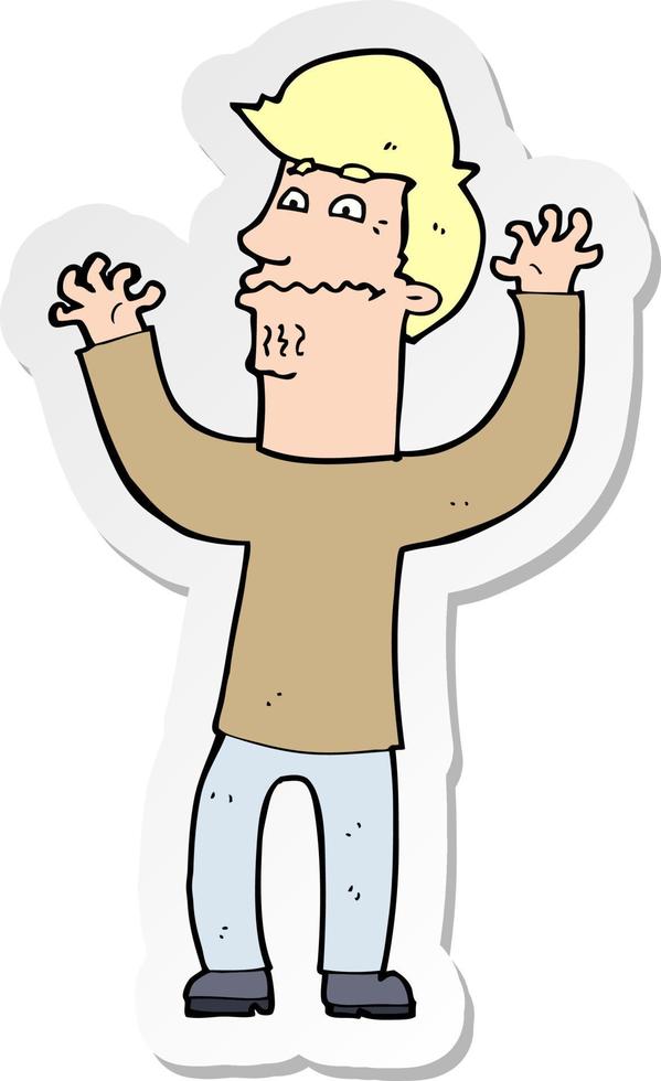 sticker of a cartoon nervous man vector