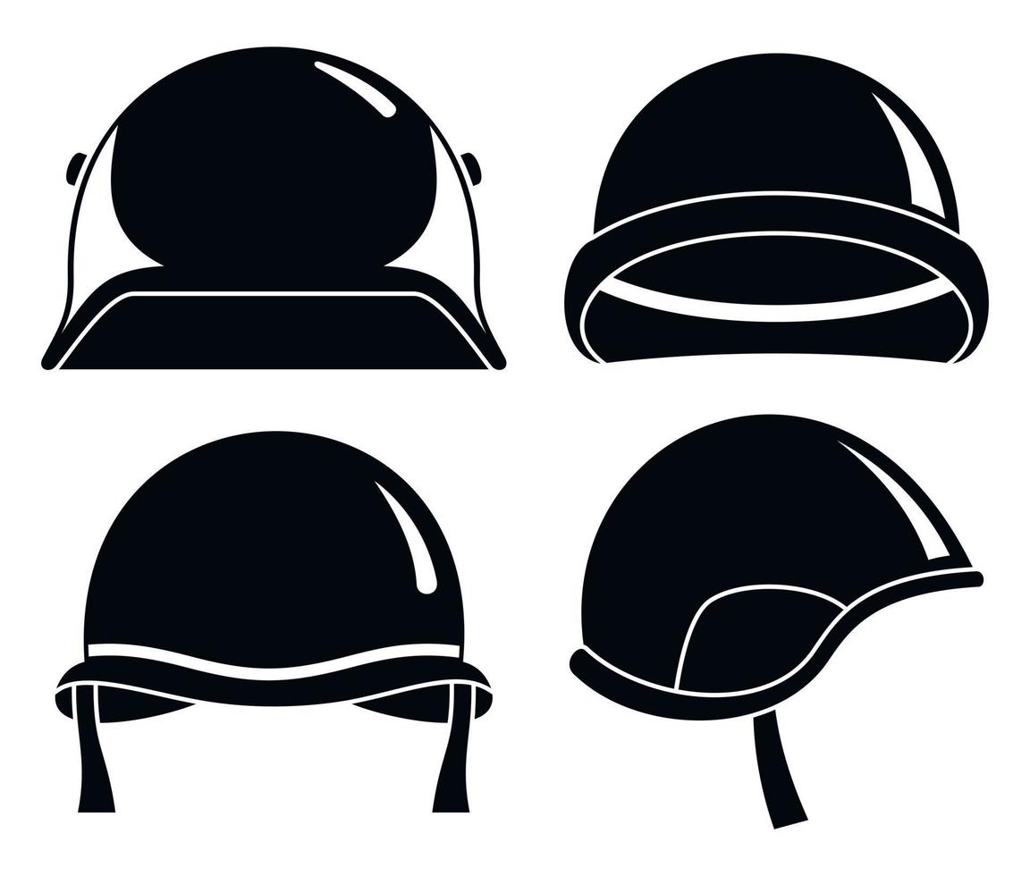 conjunto de iconos de casco de soldado, estilo simple vector