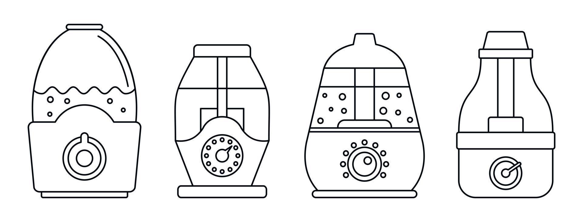 Home humidifier icon set, outline style vector
