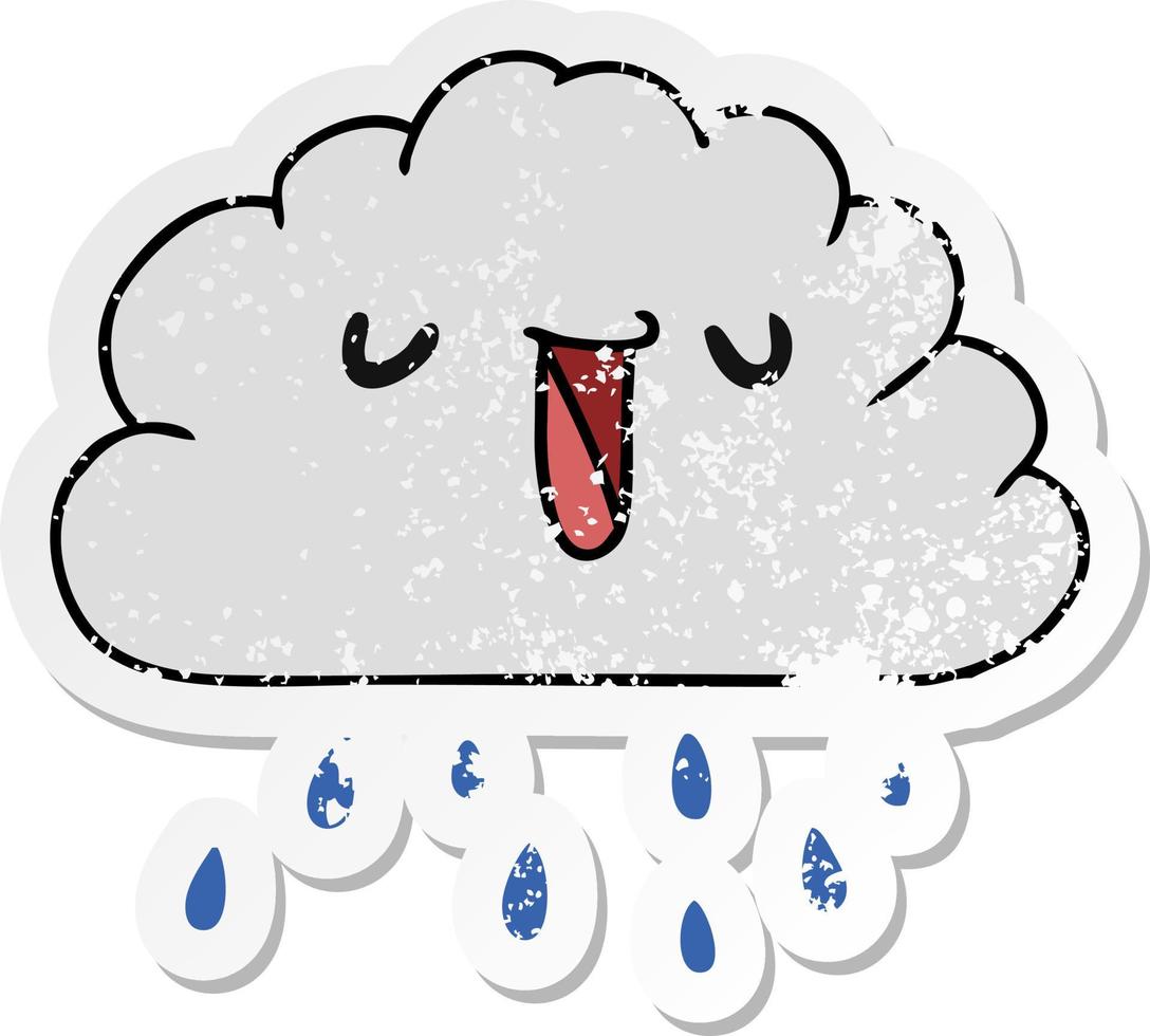 distressed sticker cartoon kawaii weather rain cloud vector