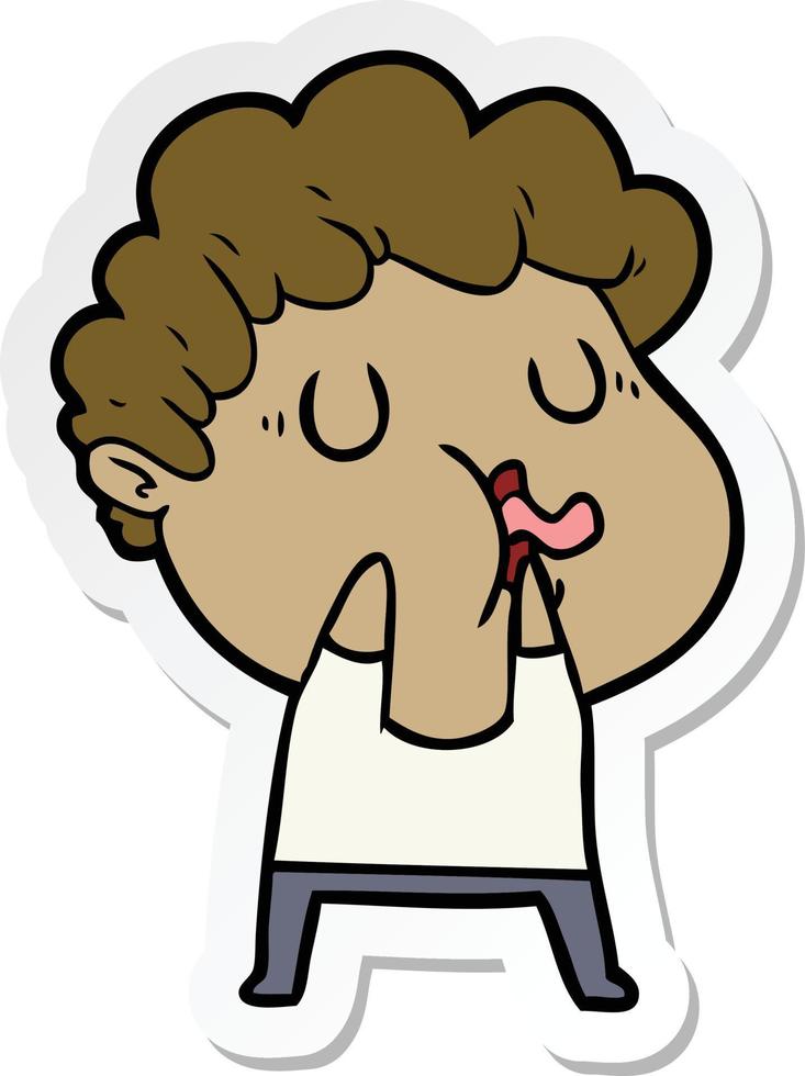 sticker of a cartoon man pulling face vector
