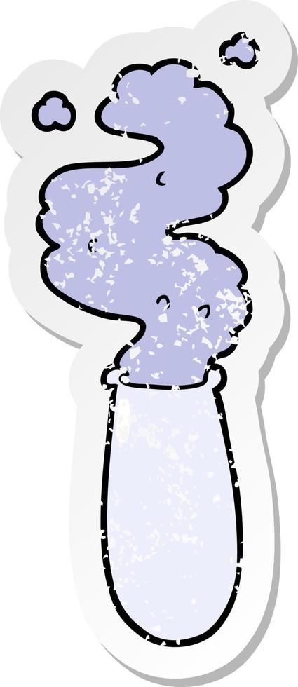 distressed sticker of a cartoon science test tube vector