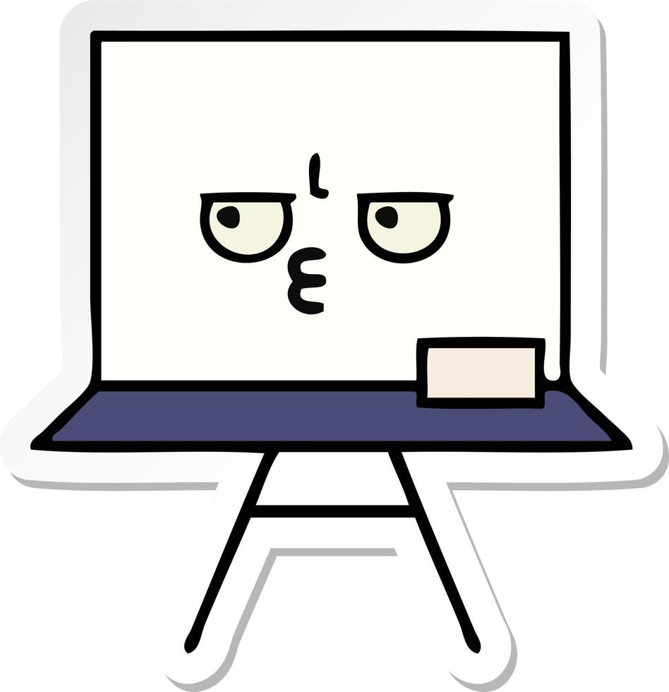 sticker of a cute cartoon white board vector