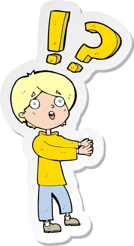 sticker of a cartoon confused man vector