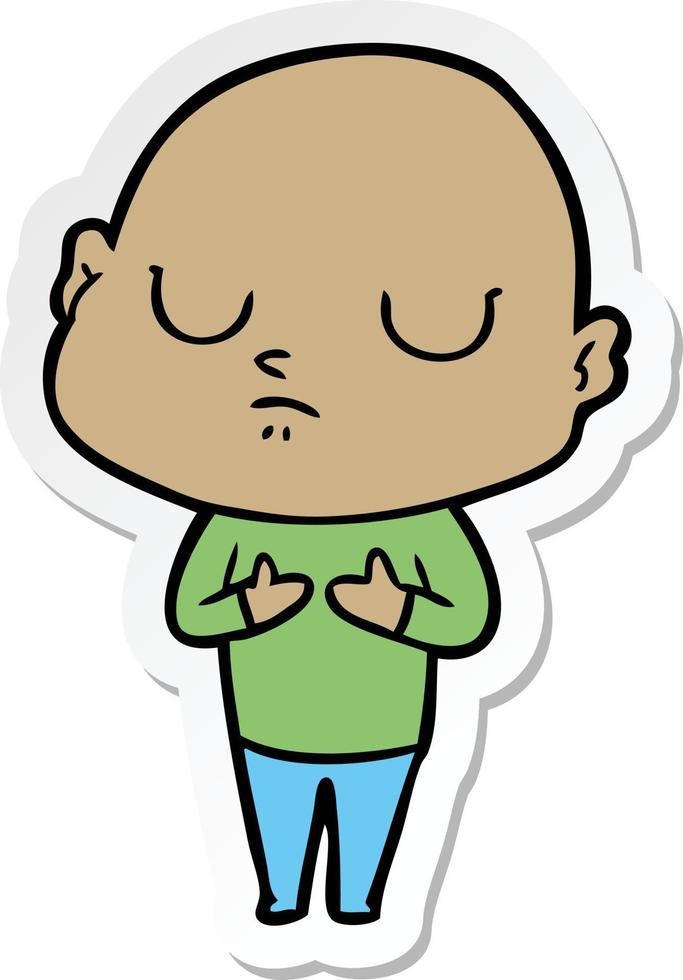 sticker of a cartoon bald man vector