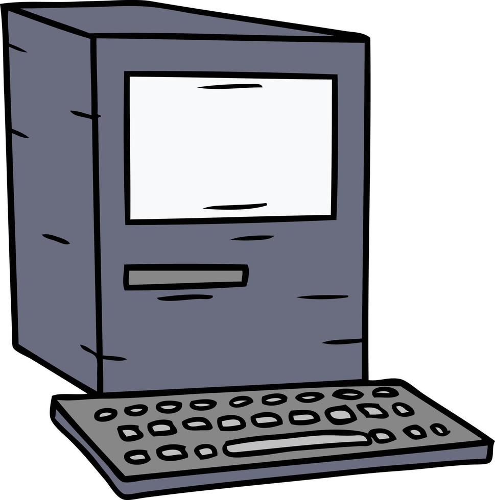 cartoon doodle of a computer and keyboard vector