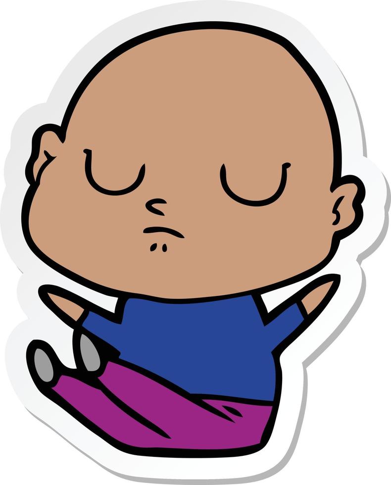 sticker of a cartoon bald man vector