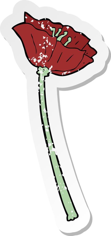retro distressed sticker of a cartoon flower vector