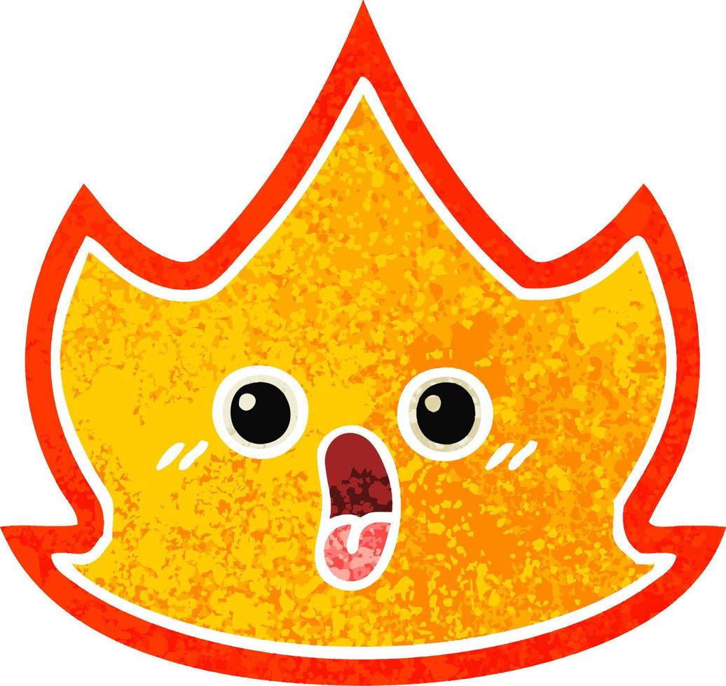 fuego de dibujos animados de estilo de ilustración retro vector