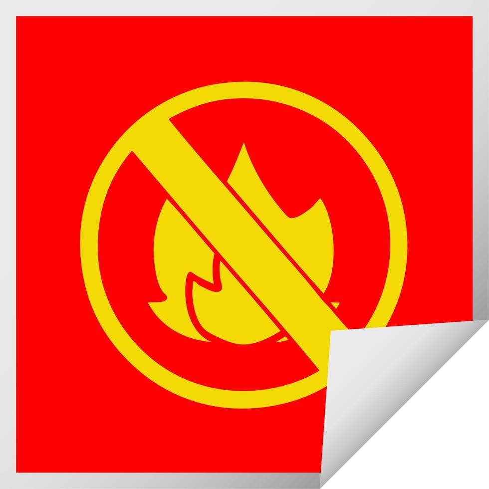 square peeling sticker cartoon no fire allowed sign vector