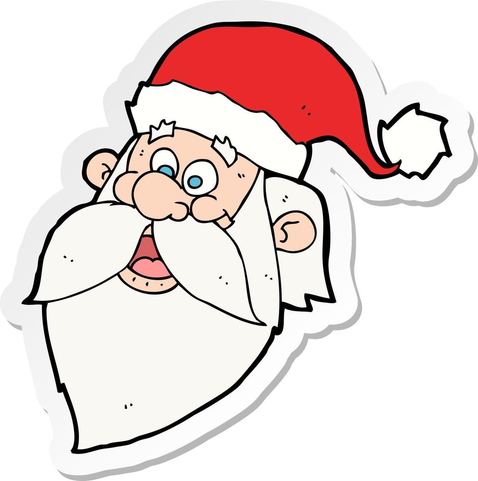 sticker of a cartoon jolly santa claus face vector