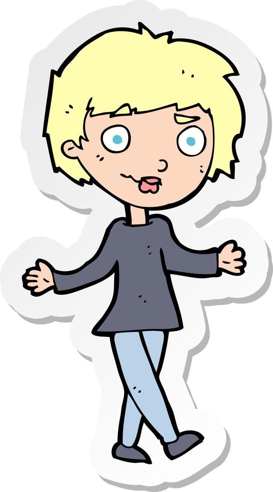 sticker of a cartoon confused woman vector