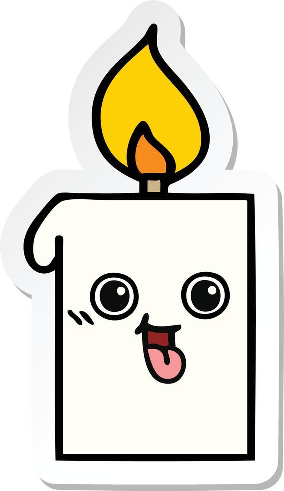 sticker of a cute cartoon lit candle vector