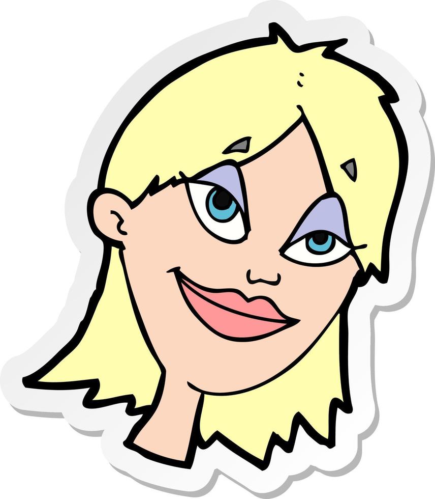sticker of a cartoon happy woman vector