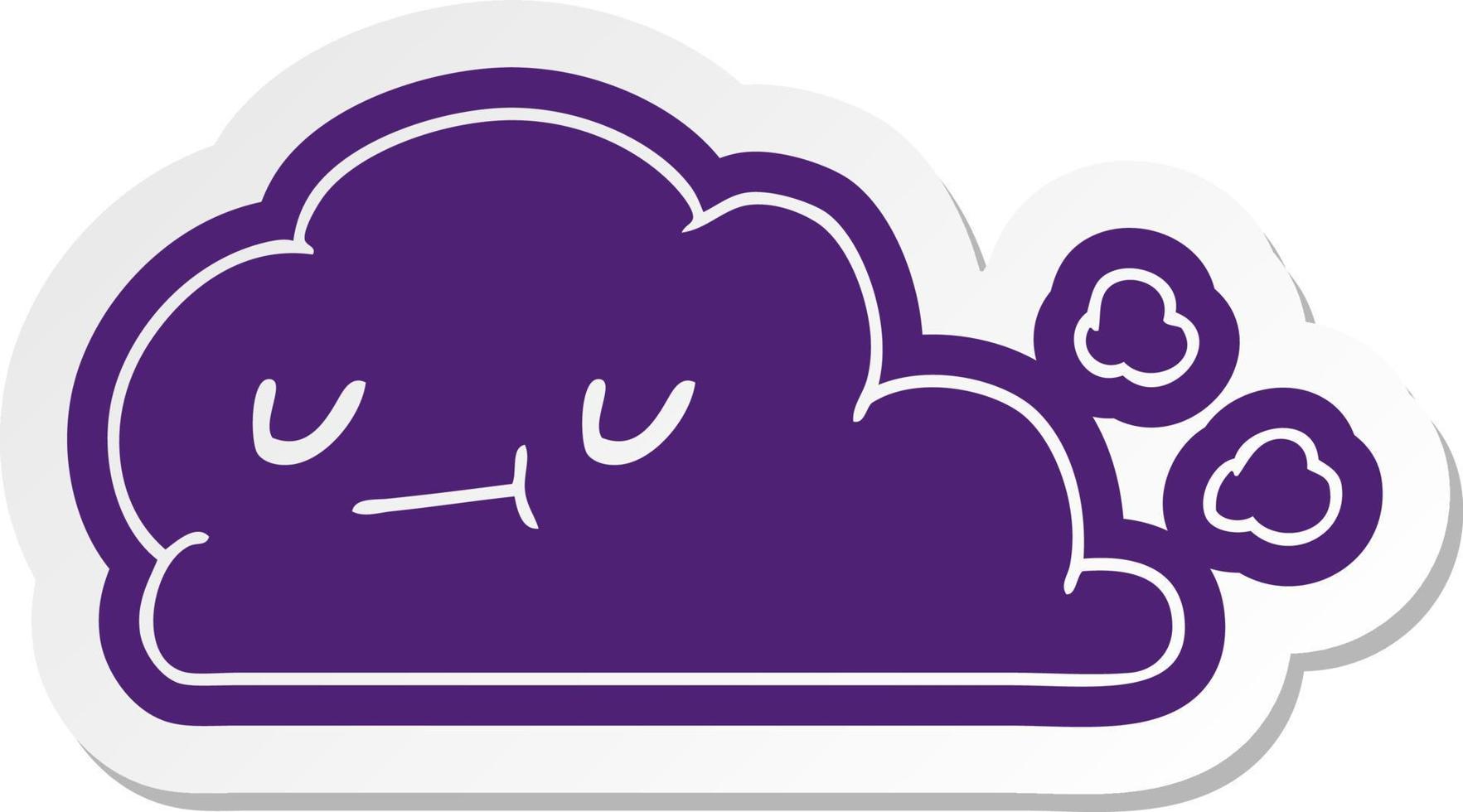 cartoon sticker of kawaii happy cloud vector