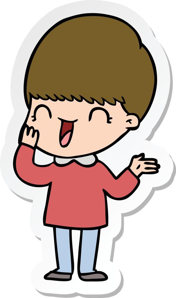 sticker of a happy cartoon boy vector