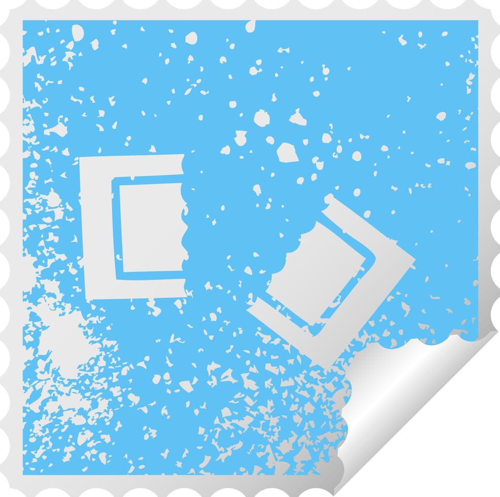 distressed square peeling sticker symbol cinema ticket vector