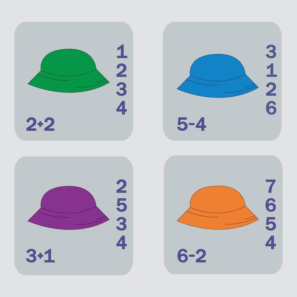 diseño de vector de hoja de trabajo, tarea para calcular la respuesta y conectarse al número correcto. juego de lógica para niños.