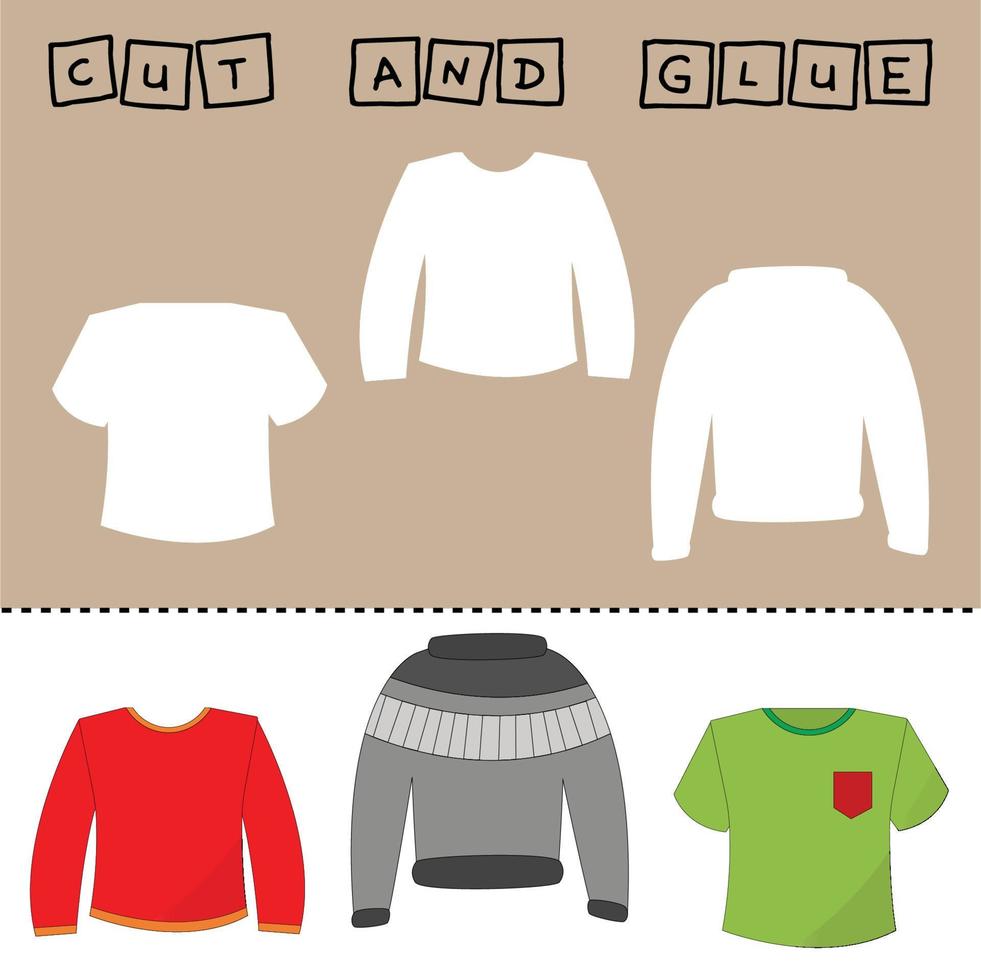 Vector illustration of wear with shadows. paper game for the development of preschoolers.