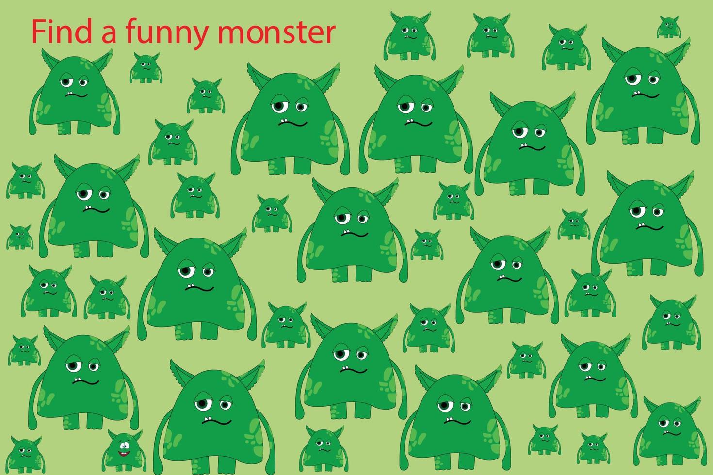 Find a funny monster among the others. Children's educational game. vector